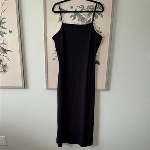 Vintage 90’s Express Whimsigoth Classic Black Maxi Dress Slit Gothic